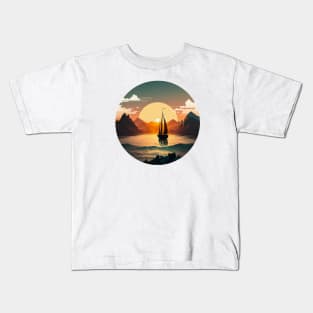 riding a boat to the adventure Kids T-Shirt